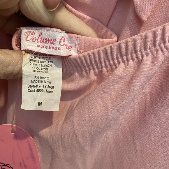 VOLUME ONE -- Halter Dress with Ruffled Skirt, Ties at Neck, Pink, Backless, NWT - Picture 16 of 16